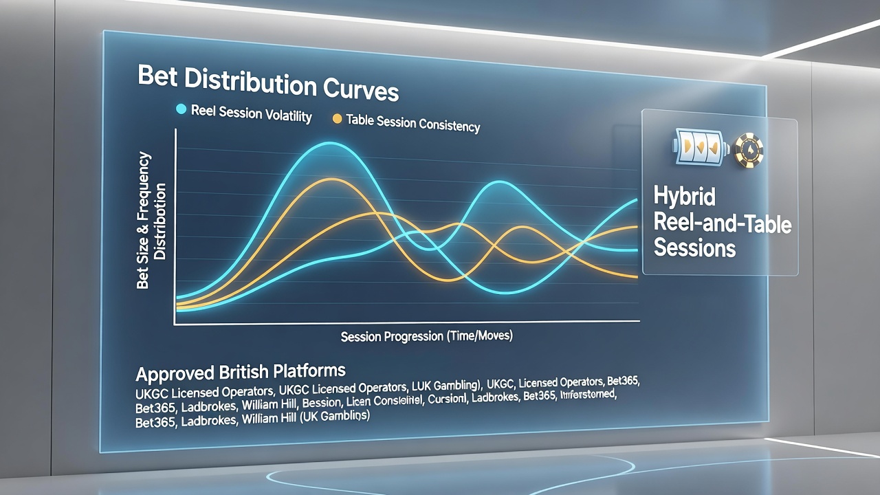 Detailed chart comparing bet size frequency in hybrid versus single-format sessions on regulated UK sites