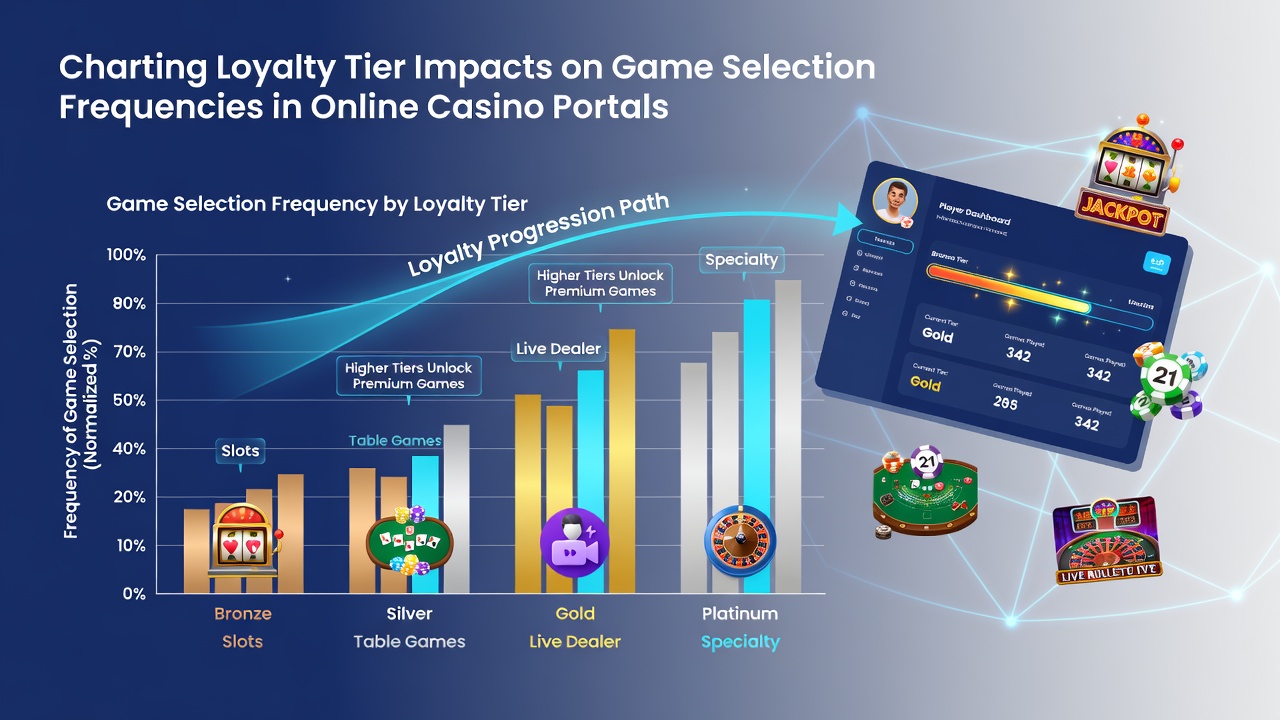 Detailed graphs comparing game selection frequencies between loyalty tiers on online casino portals