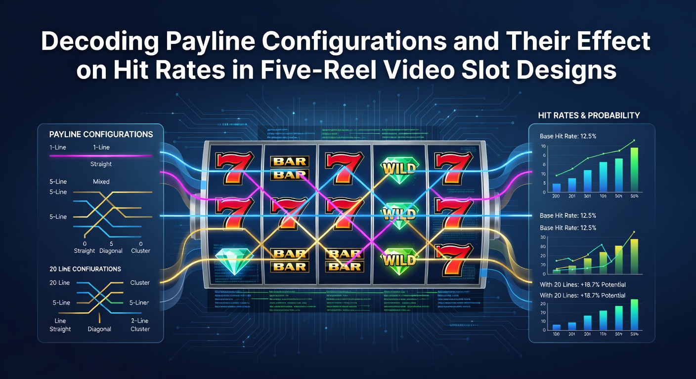 Diagram showing multiple payline configurations across five reels with highlighted winning lines