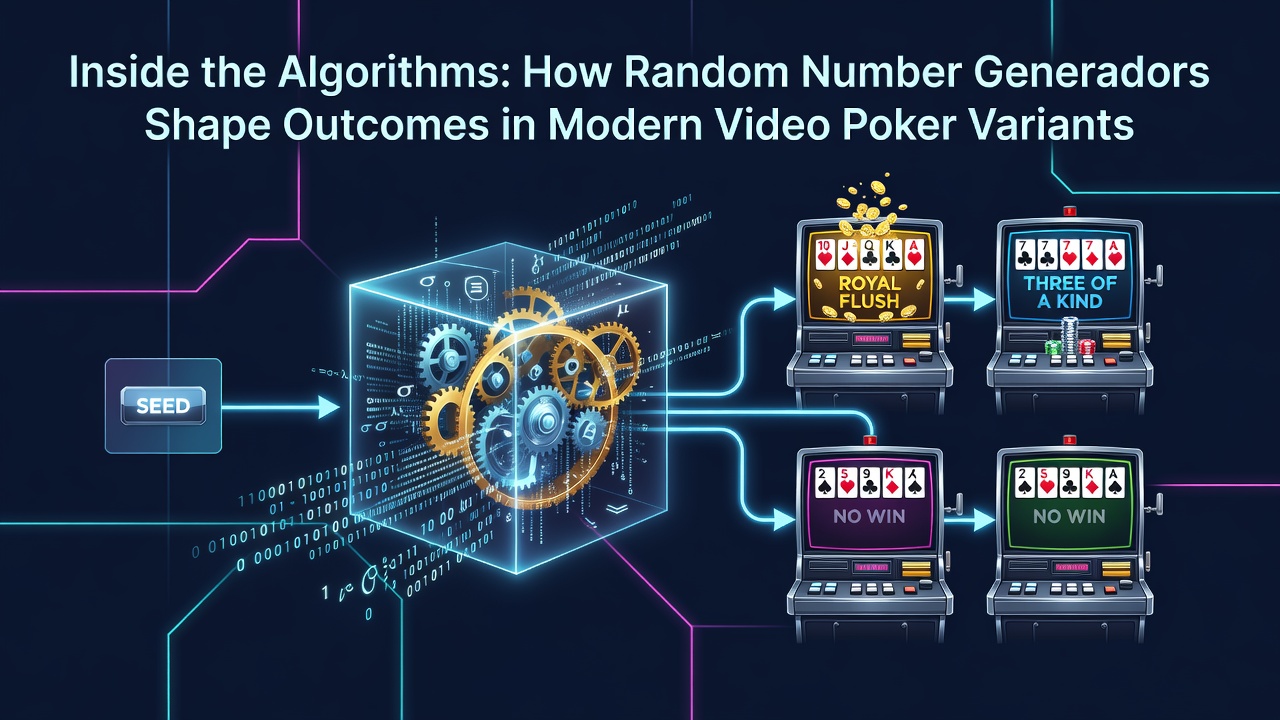 Illustration of algorithmic processes and card distribution in video poker RNG systems