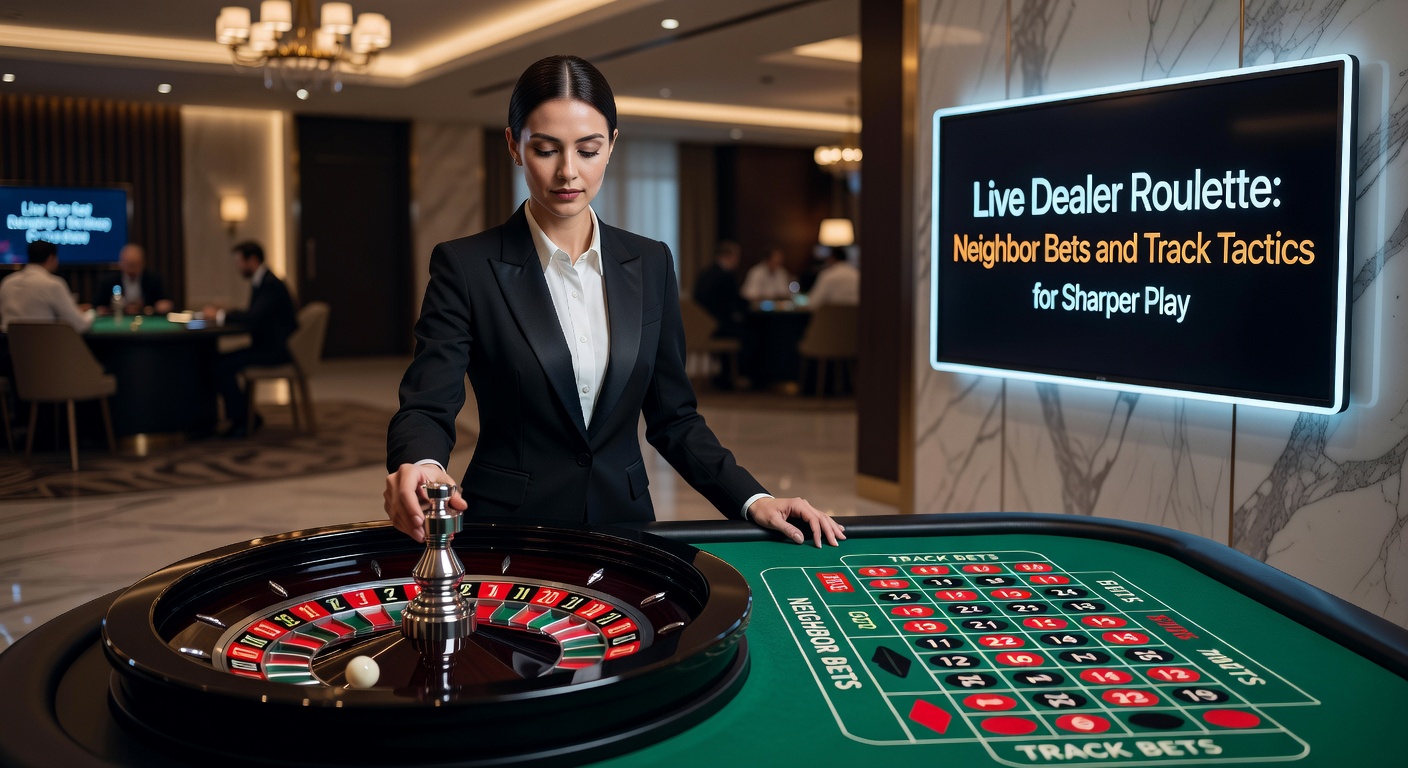 Live dealer roulette table with racetrack display highlighting neighbor bet sectors on the wheel