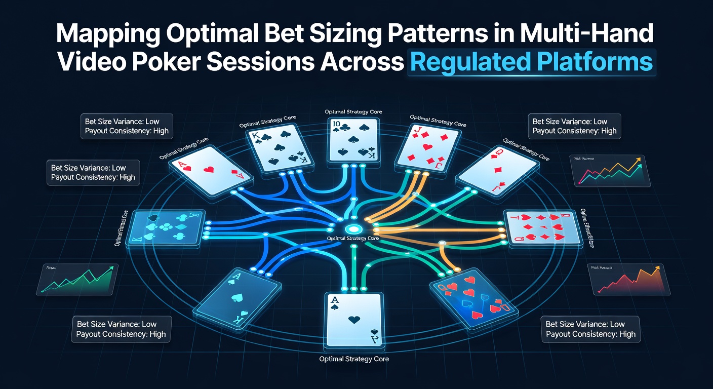 Visual representation of bet sizing trends in multi-hand video poker sessions on regulated platforms