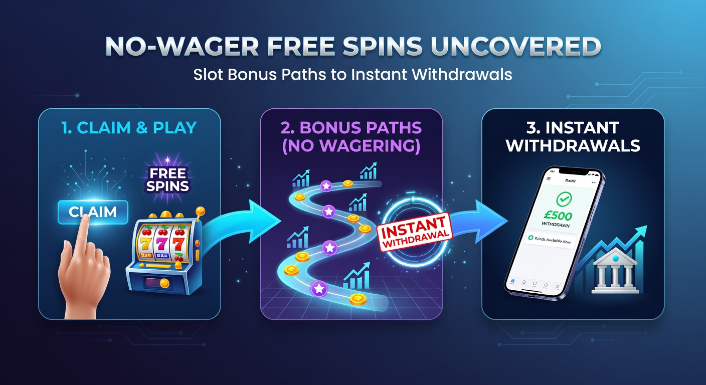Casino dashboard showing active no-wager free spins offer with instant withdrawal button emphasized