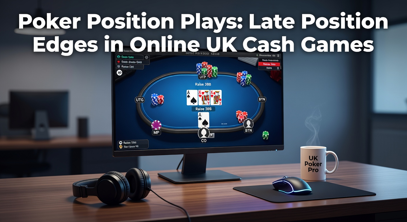 Poker player at online table highlighting late position advantage on the button in a cash game