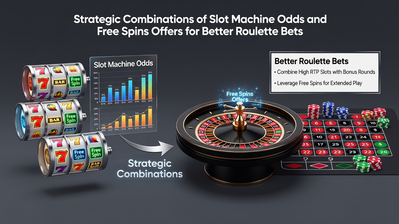 Roulette wheel with slot bonus elements illustration